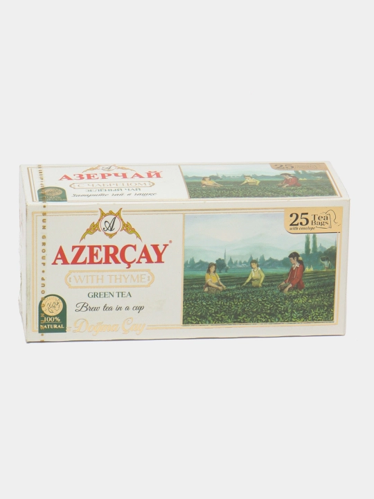 Yashil choy Azercay, bir martalik, timyan bilan, 50 gr, 25 dona paket