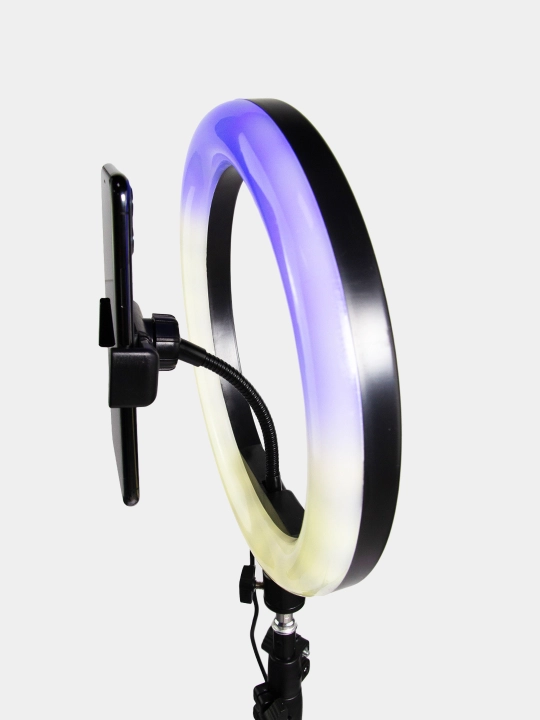 Кольцевая селфи-лампа RGB MJ-26/33 см, светодиодная, со штативом - 