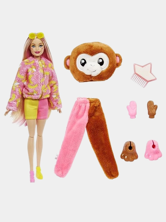 Кукла-сюрприз Barbie Cutie Reveal Fashion Doll, Jungle Series Monkey Plush Costume