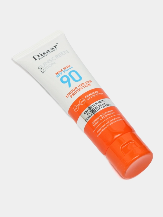 Quyoshdan saqlaydigan krem Disaar SPF 90, uzoq muddatli UV himoyasi, terini namlovchi krem, 50 ml