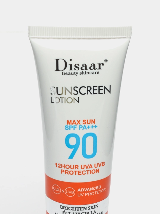 Quyoshdan saqlaydigan krem Disaar SPF 90, uzoq muddatli UV himoyasi, terini namlovchi krem, 50 ml