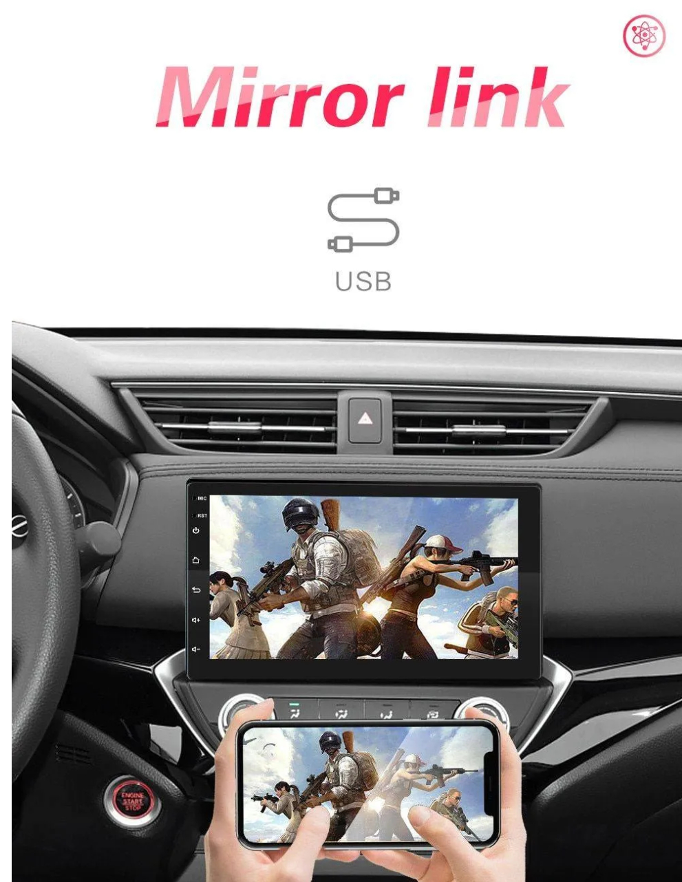 Автомагнитола 2 DIN, c Android, мультимедиа, 1 ГБ + 16 ГБ, экран 7