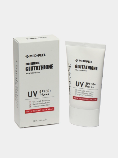 medi peel glutathione spf MEDIPEEL Bio Intense Mela Toning Sun Cream [SPF50+/PA+++] and Panthenol and Tocopheryl Acetate to provide elasticity and moisture to the skin Medi-Peel Glutathione SPF50 Sun Shield