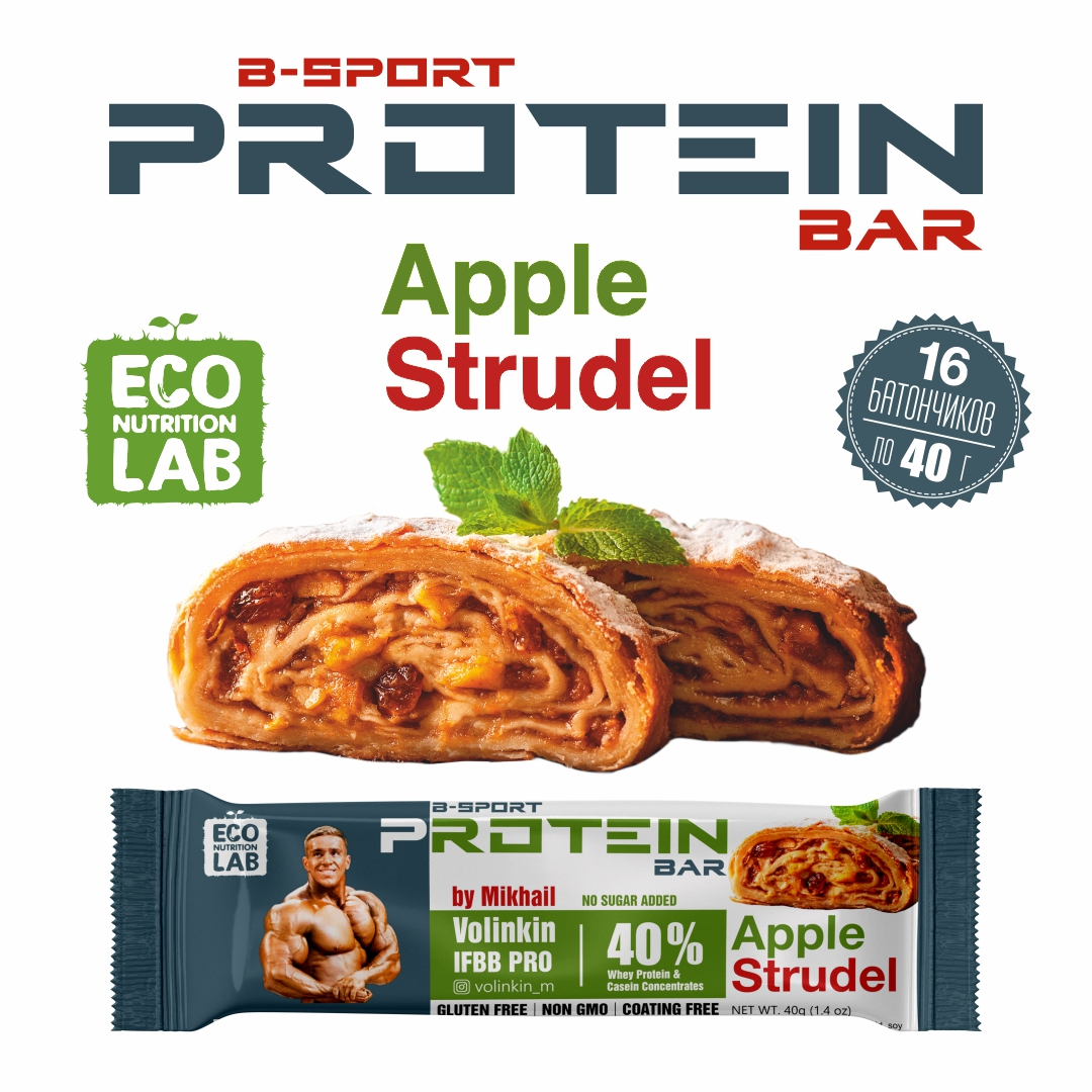 Протеиновые батончики Eco Nutrition Lab B-Sport яблочный штрудель, 40 г, 16  шт купить по низким ценам в интернет-магазине Uzum (555678)