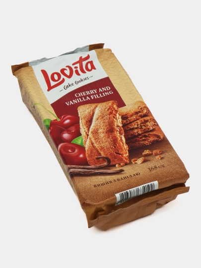 Yog'li pechenye Roshen Lovita Cake Cookies olcha-vanil bilan, 168 gr