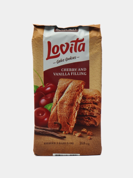 Yog'li pechenye Roshen Lovita Cake Cookies olcha-vanil bilan, 168 gr - 