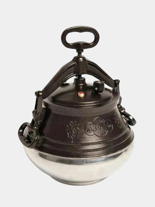 Афганский казан - скороварка, алюминиевый с крышкой, с ручками, двухцветный
