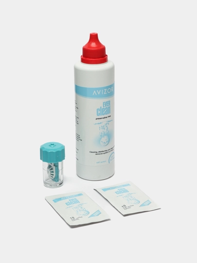 Kontakt linzalari uchun, periks eritmasi Ever Clean Avizor, 225 ml + konteyner + 30 tab - 