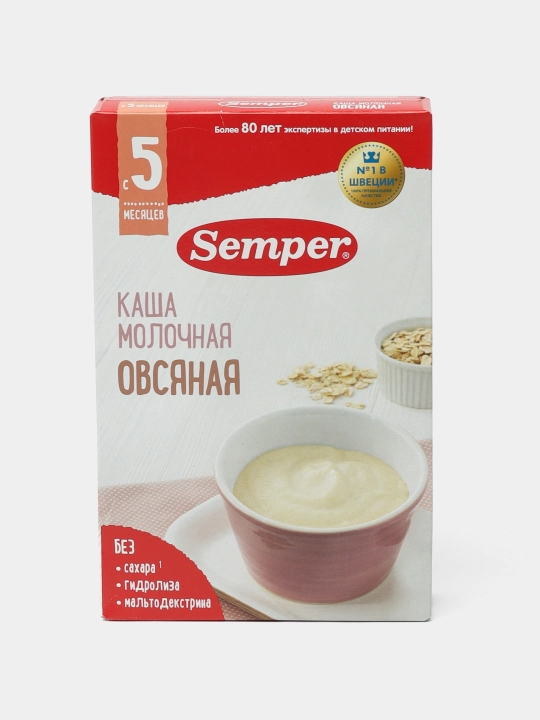 Bolalar sutli bo'tqasi Semper, qo'shimchalarsiz jo'xori uni, shakarsiz quruq, 5 oy, 180 g