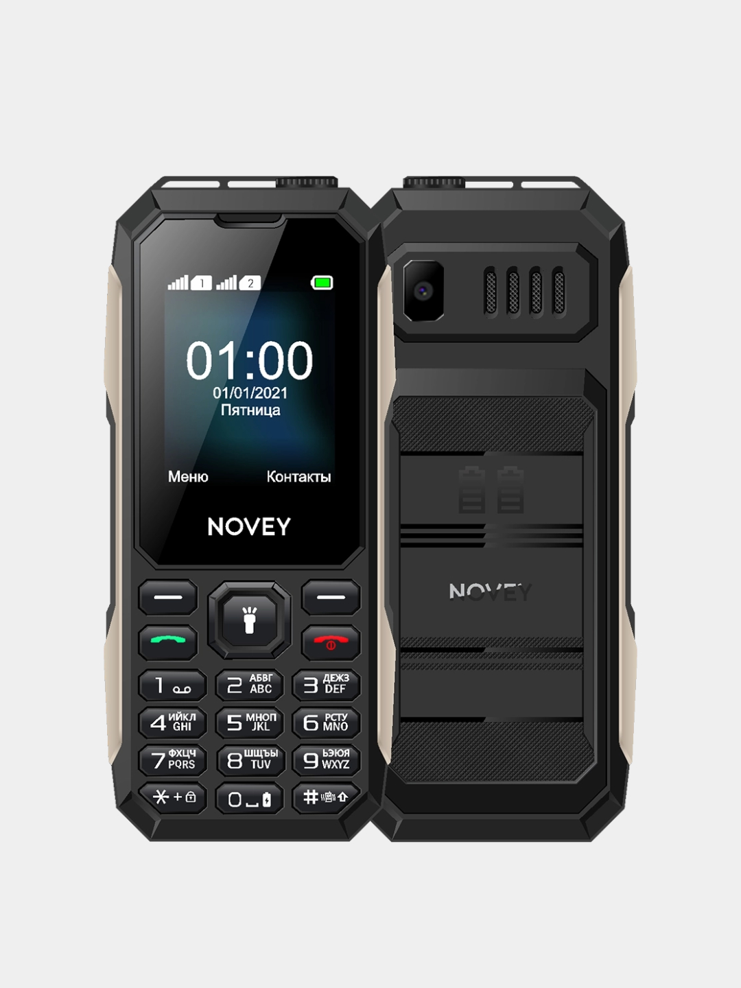 Кнопочный телефон Novey T200 Dual, FM-радио, фонарик и Bluetooth,  ударопрочный купить по низким ценам в интернет-магазине Uzum (719960)