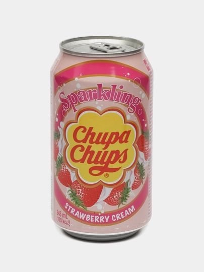Газированный напиток со вкусом клубники и сливками Chupa Chups Strawberry & Cream, 345 мл — DAEJONG-STRAWBE