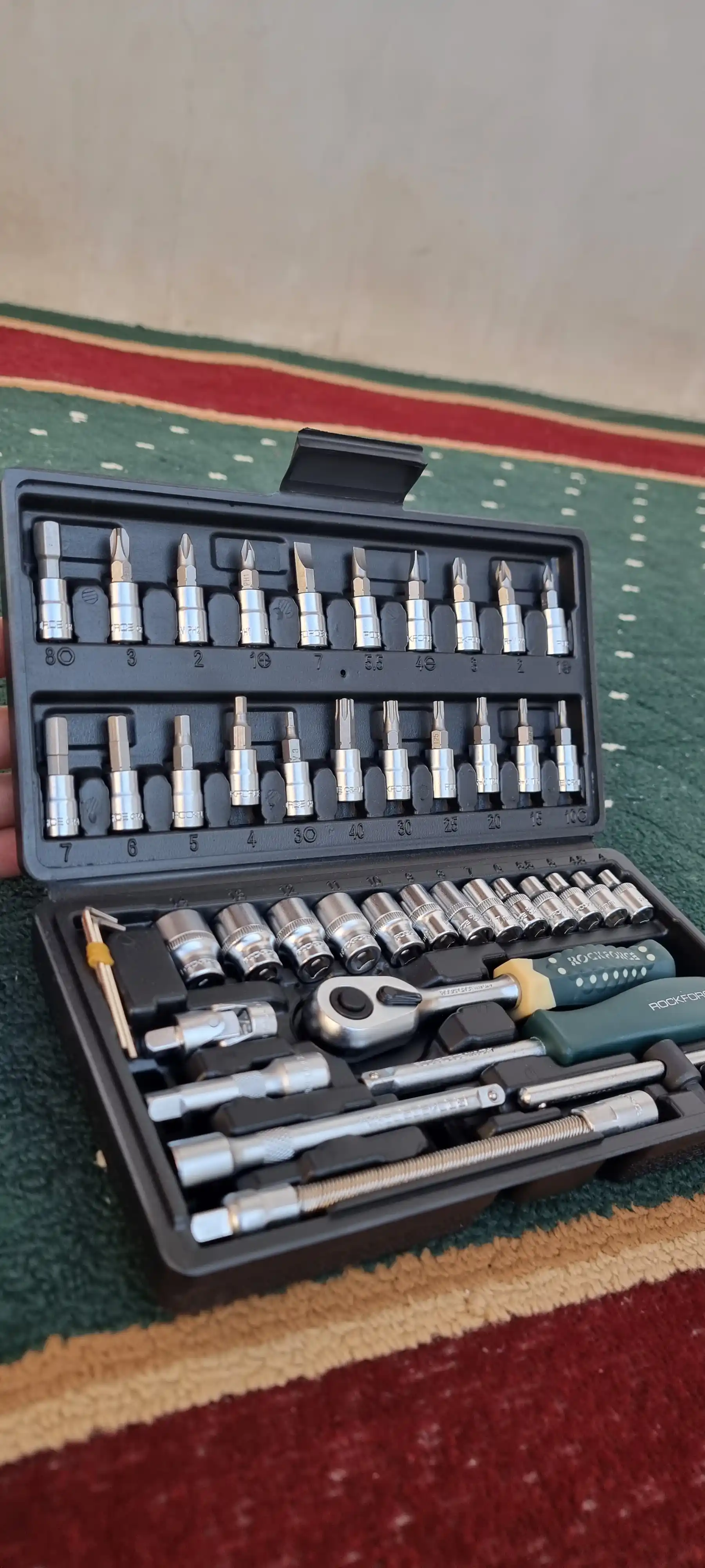 Nabor kluch, asboblar to'plami RockFORCE RF-2462-5, 1/4", 4-14 mm, 46 buyum keysda