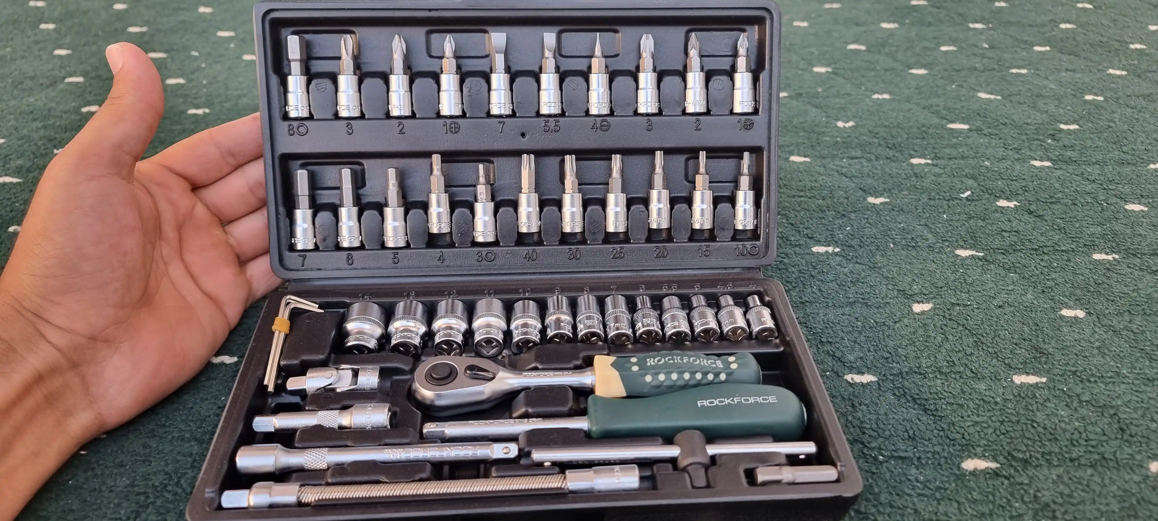 Nabor kluch, asboblar to'plami RockFORCE RF-2462-5, 1/4", 4-14 mm, 46 buyum keysda
