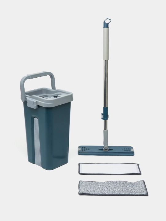 Shvabra to'plami Scratch Cleaning Mop, siqish bilan va ikki bo'lakli chelak bilan, tayoqning uzunligi 120 sm