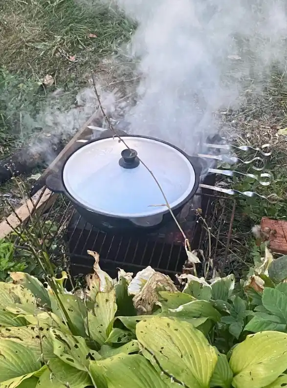Казан чугунный для плова с крышкой, плоское дно