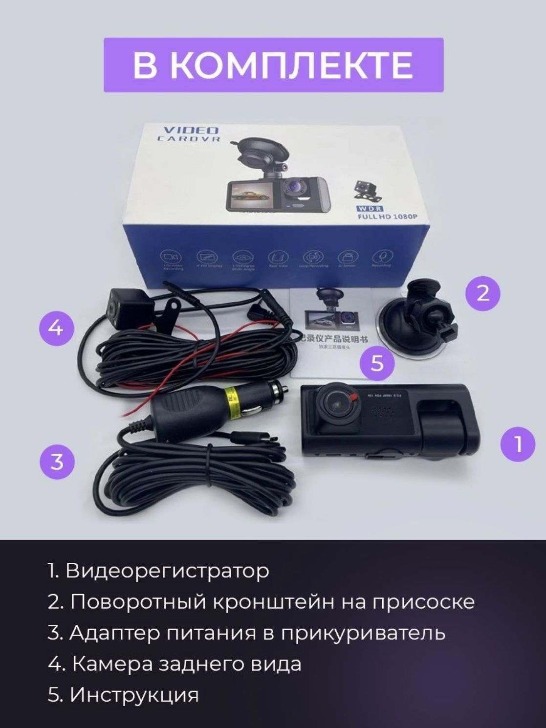 Регистратор автомобильный с камерой заднего вида, 3 камеры Black Box Super  HD купить по низким ценам в интернет-магазине Uzum (724703)