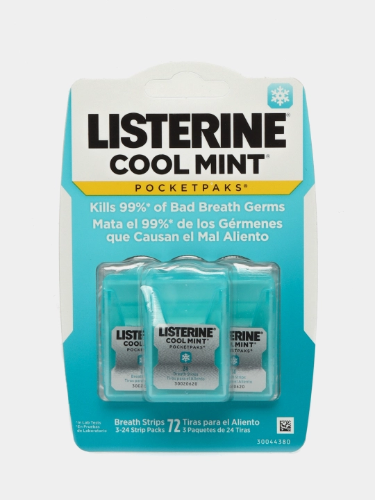 Освежающие полоски Listerine Cool Mint Pocketpaks Breath Strips, 3-24 - 