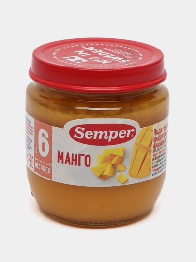 Semper пюре, фруктовое манго, без сахара, с 6 месяцев детское, 125 г - 