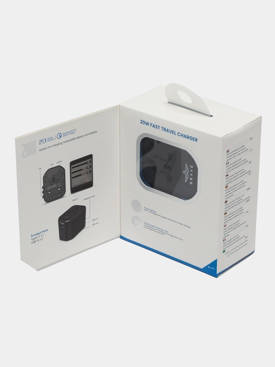 Адаптер путешественника Brave 20W, 2 USB, 1 Type-c Travel adapter - 