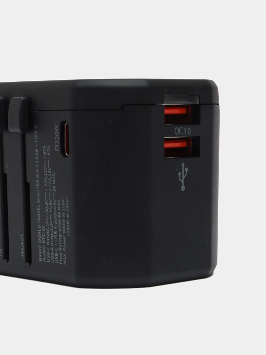 Sayohat adapteri Brave 20W, 2 USB, 1 Type-C sayohat adapteri