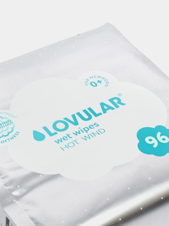 Lovular Hot Wind nam salfetkalari, 3 * 96 dona, spirtsiz, hidsiz