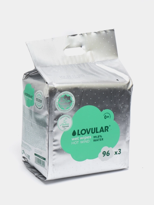 Lovular Halol nam salfetkalari, 3 * 96 dona, Hot Wind, spirtsiz, hidsiz