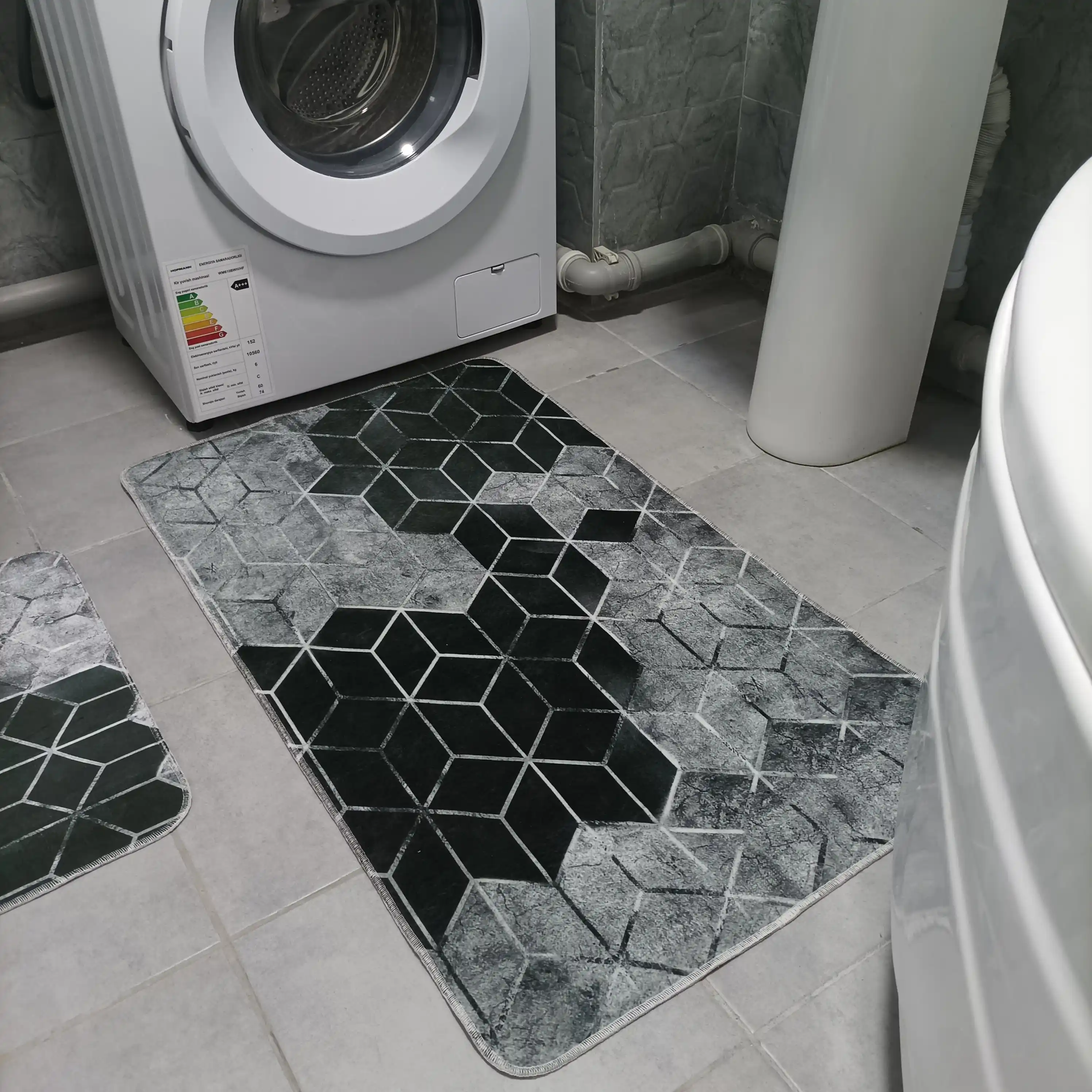 Набор ковриков для ванной и туалета, Dudu textile, с принтом кубики