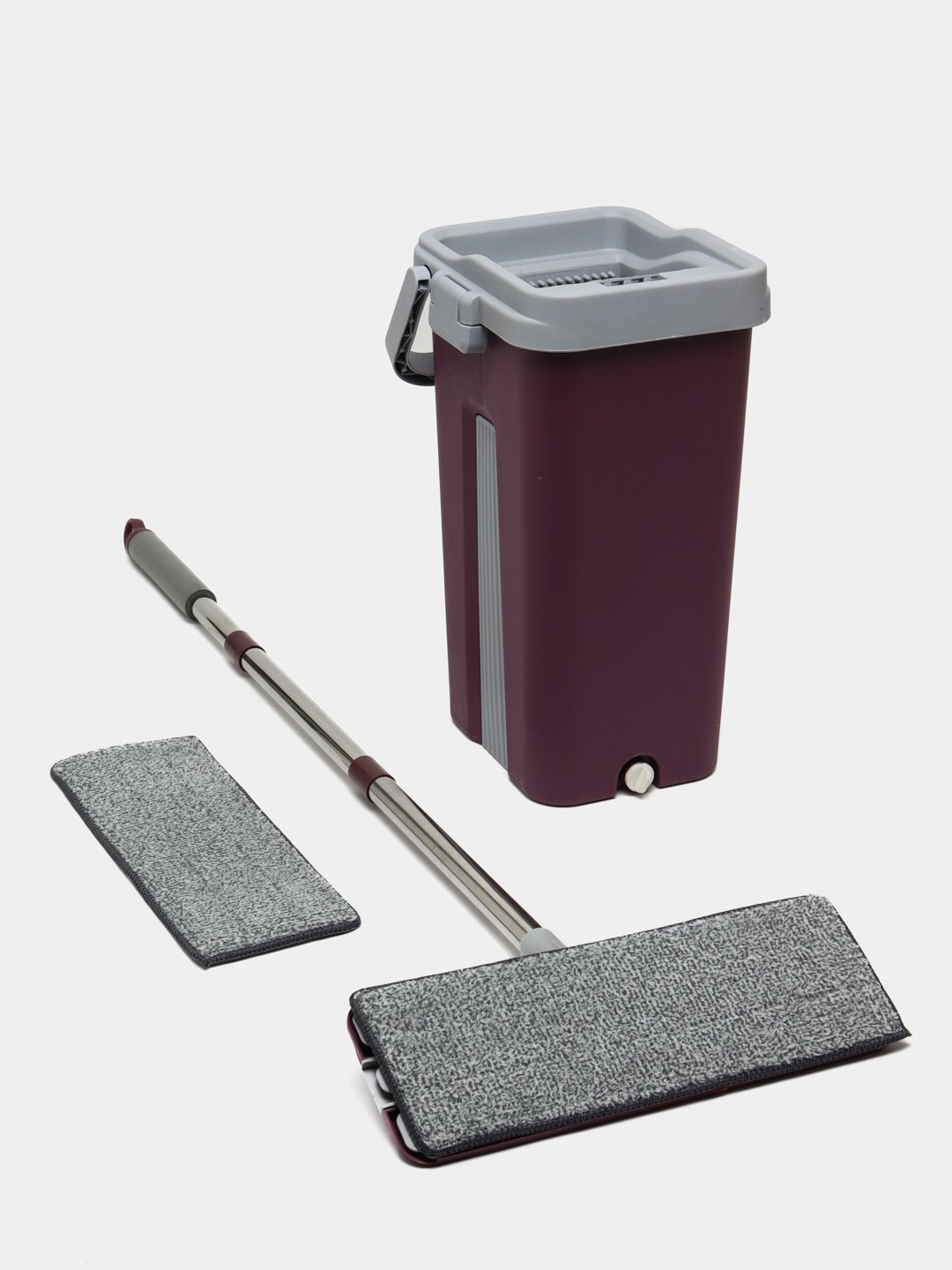 Швабра с отжимом набор для уборки и мытья полов, ведро 8 л, 2 насадки ...