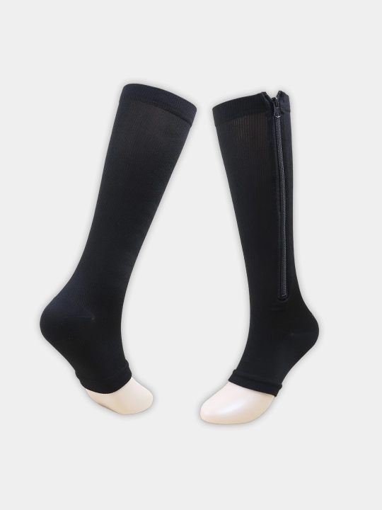 Компрессионные антиварикозные гольфы Zip Sox, чулкис нано покрытием на молнии, 2 шт