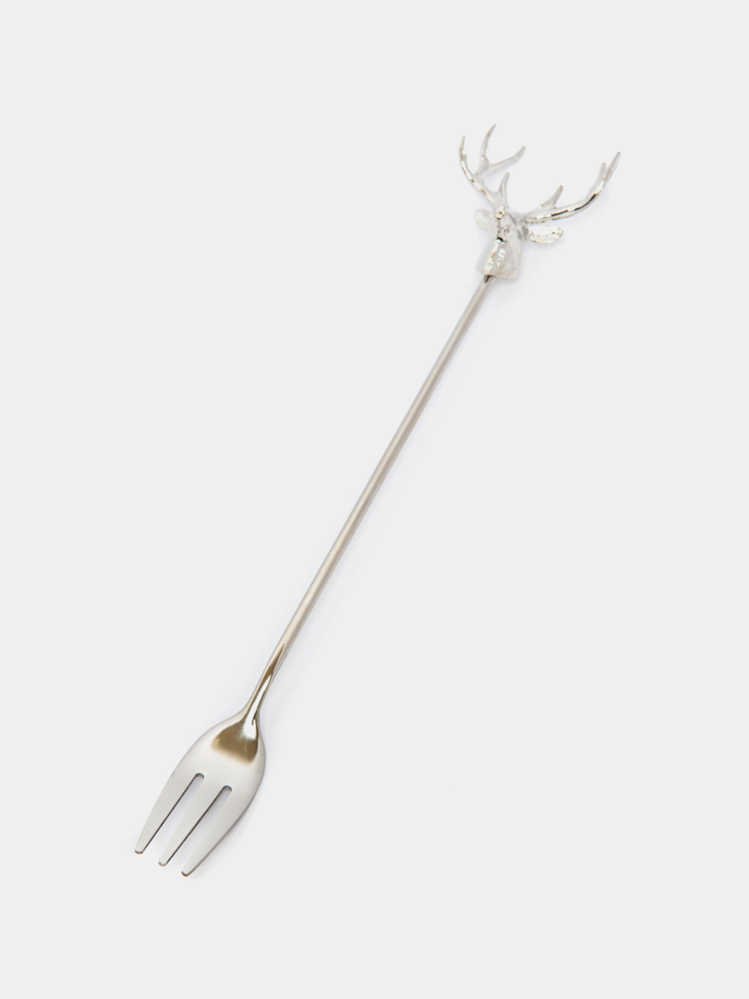 Вилка длинная новогодняя с головой оленя из нержавеющей пищевой стали ...
