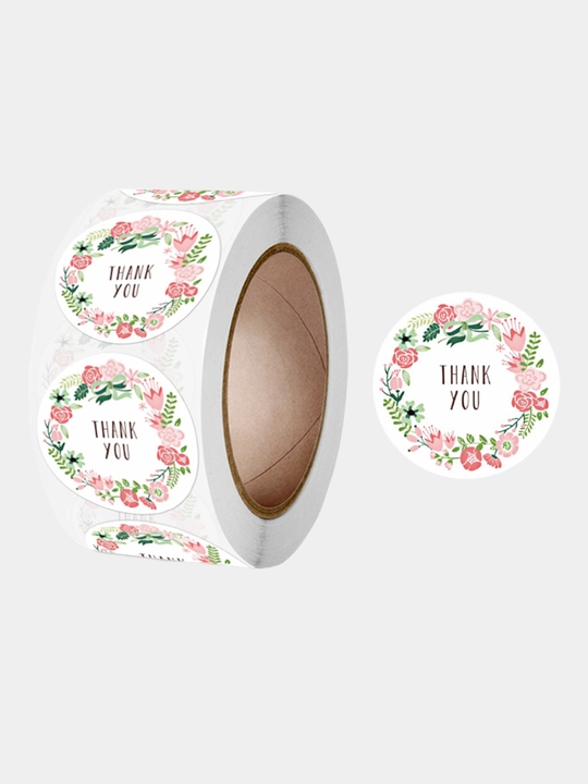 Stikerlar Thank you yozuvi bilan va gullik printi bilan - 