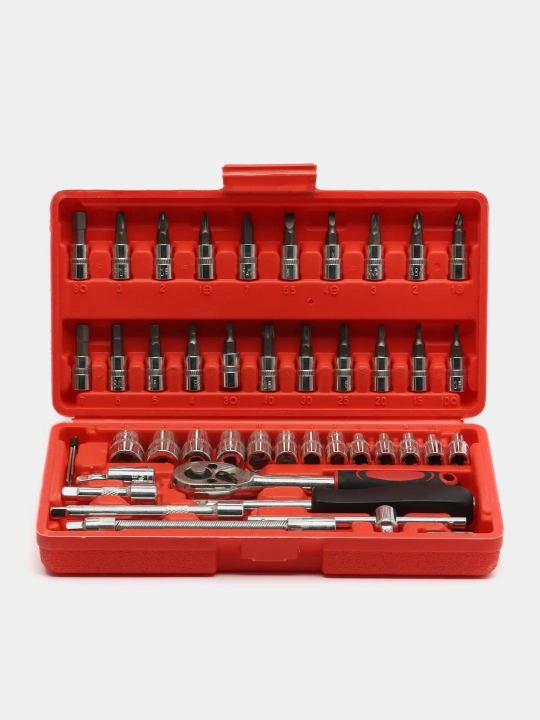 Torets golovkalar bitlar to'plami Hongtuo Tools, treshotkasi bilan, 46 buyum