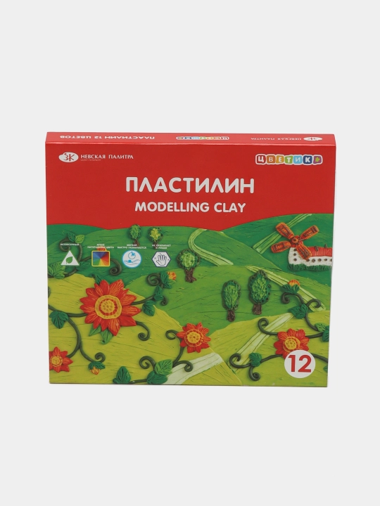 Набор детского классического пластилина Цветик, 180 г, со стеком на 12 цветов