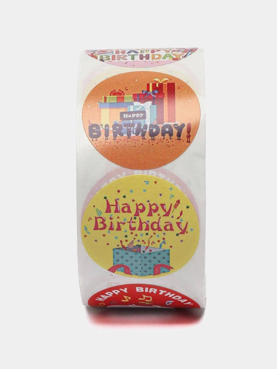 Наклейки стикер с надписью HAPPY BIRTHDAY, 8 разных дизайнов