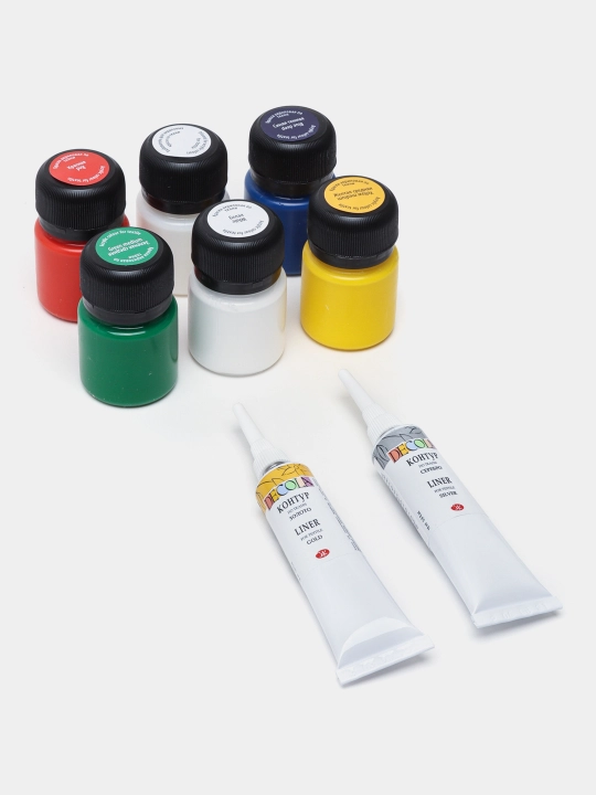 Mato bo'yoqlari to'plami "Decola" dan, 5 dona, har biri 20 ml. +2 kontur 18 ml. va tiner - 