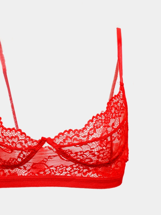Ayollar ichki kiyim to'plami dantelli: byustgalter va baland belli string, S–XL, 4 xil rangda