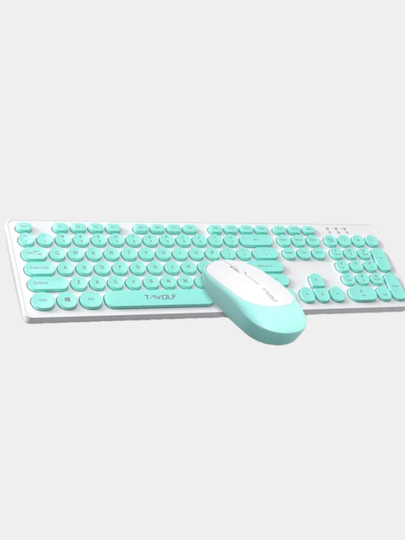 Клавиатура и мышь беспроводная T-Wolf в красивом ретро дизайне