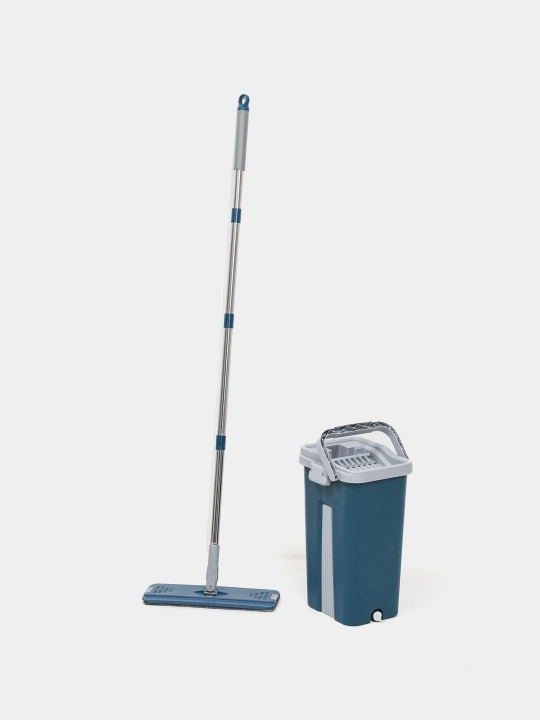 Shvabra to'plami Scratch Cleaning Mop, siqish bilan va ikki bo'lakli chelak bilan, tayoqning uzunligi 120 sm - 