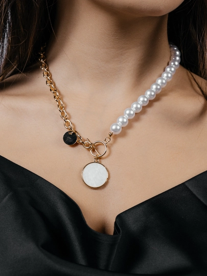 Ожерелье, колье женское, цепочка чокер, кулон на шею — SELEXIS-NECKX-ГОРЧИЧ