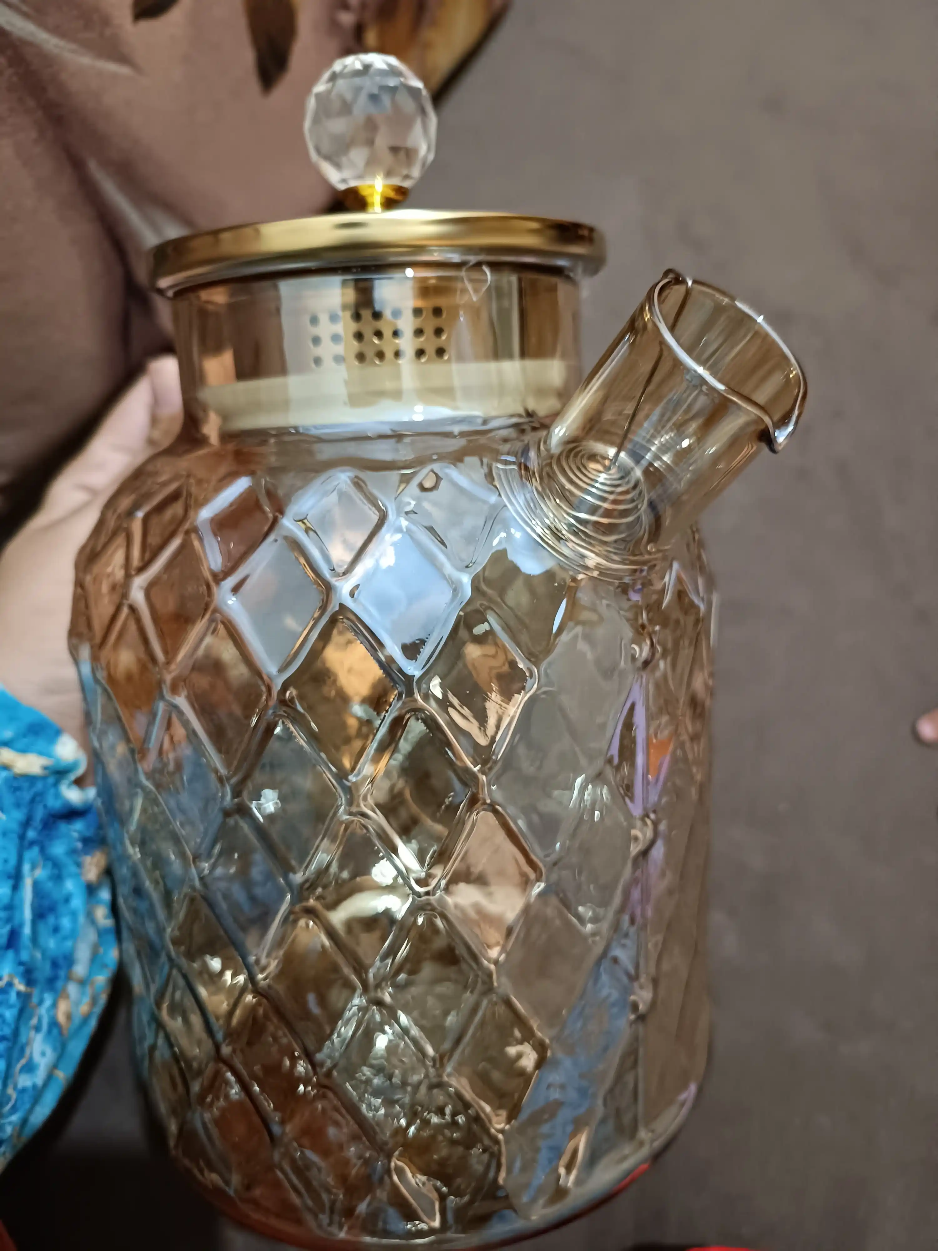 Чайник заварочный, из жаропрочного стекла, с металлической крышкой, йодового цвета