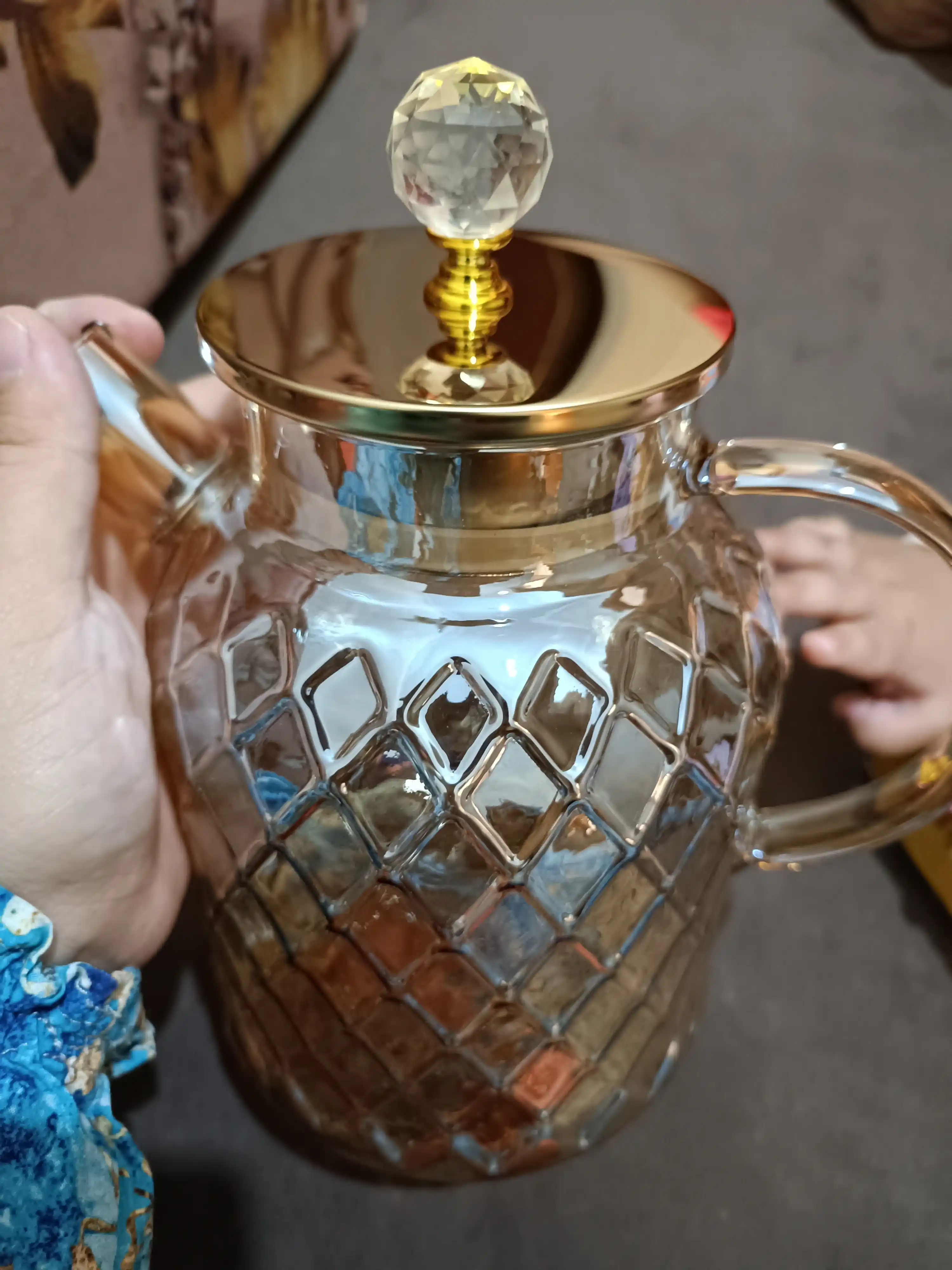 Чайник заварочный, из жаропрочного стекла, с металлической крышкой, йодового цвета