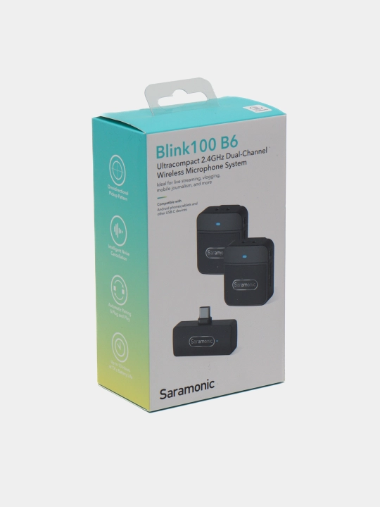 Blink100 B6 Type-C simsiz petlichka mikrofon 2.4 gigagertsli ikki kanalli simsiz tizim