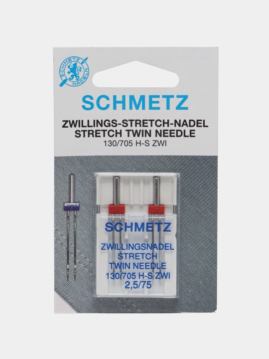 Иглы стрейч Schmetz, двойные для швейных машин 2.5 / 75, 2 шт