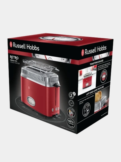 Russell Hobbs Retro 21680-56 toster mashinasi, 1300 Vt, qizil