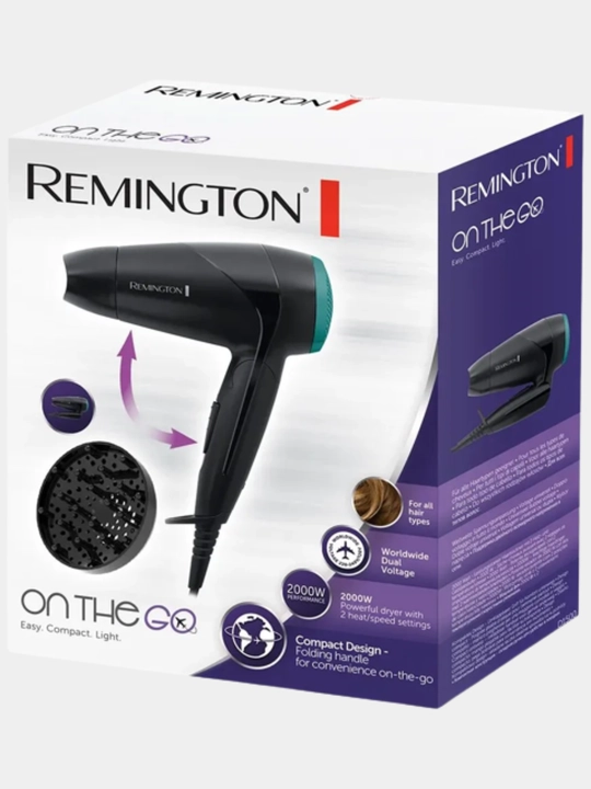 Фен для волос Remington On The Go D1500 дорожный, 2000 Вт