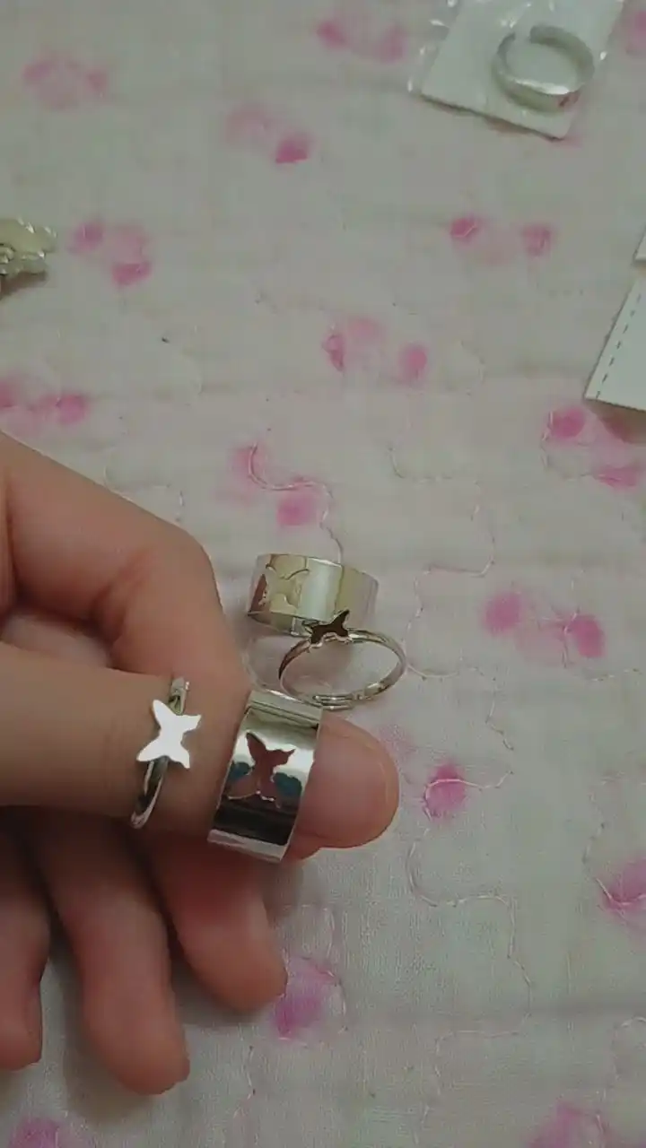 Кольца парные, с бабочками, 2 шт