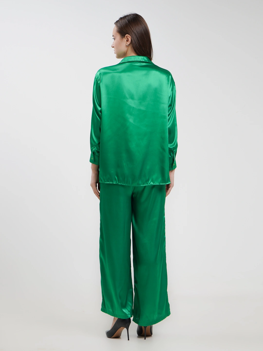 Женский комплект, рубашка и широкие штаны, сатиновый, атласный купить ...