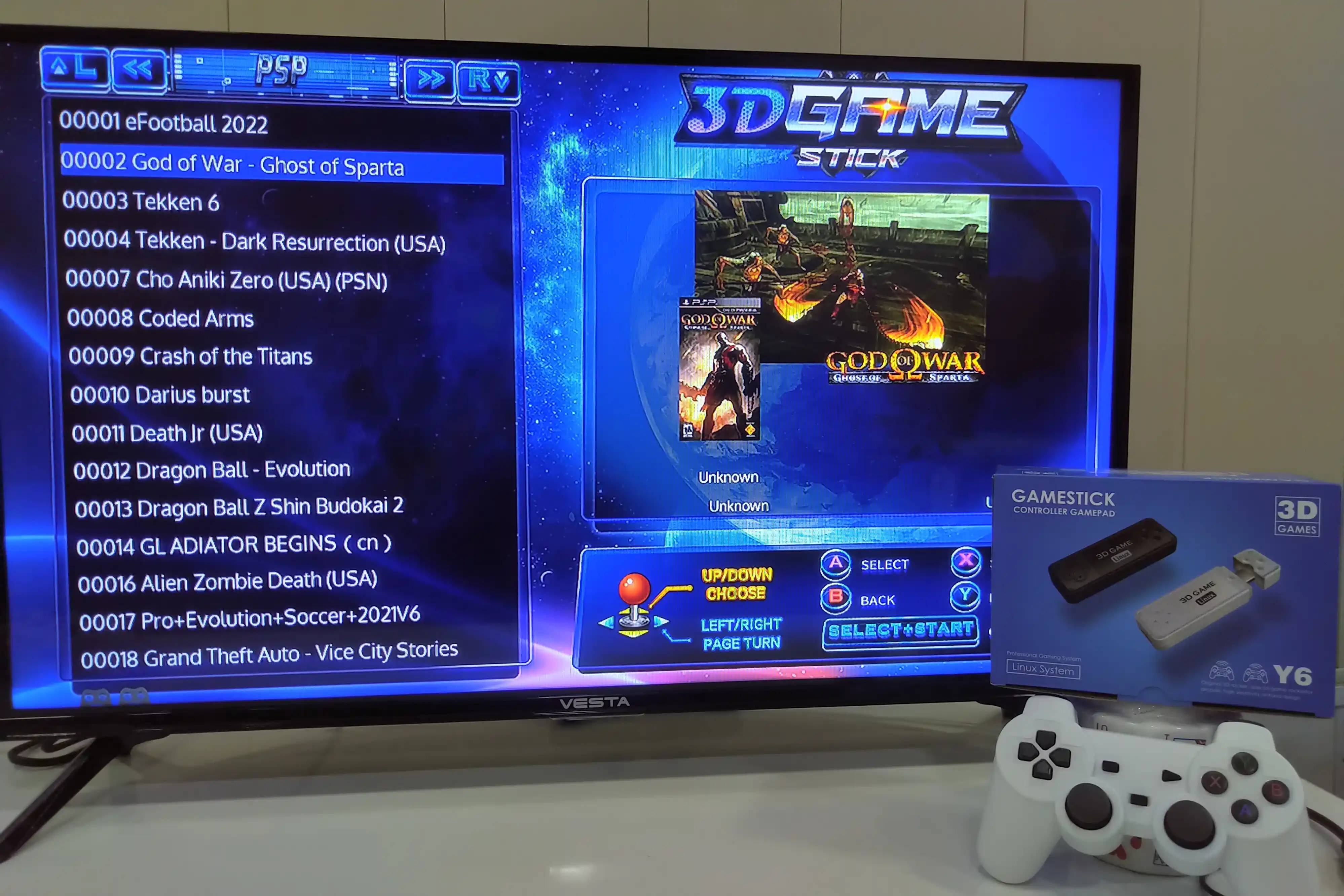 Игровая приставка для ТВ, консоль Powkiddy Y6 Game Stick 4K HD 12000 игр