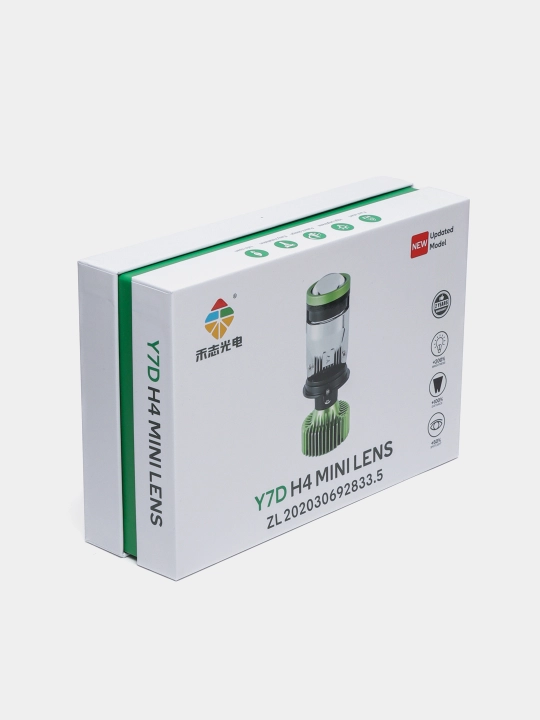 Svetodiodli LED linzalar avtomobillar uchun Y7 H4 2025, yashil