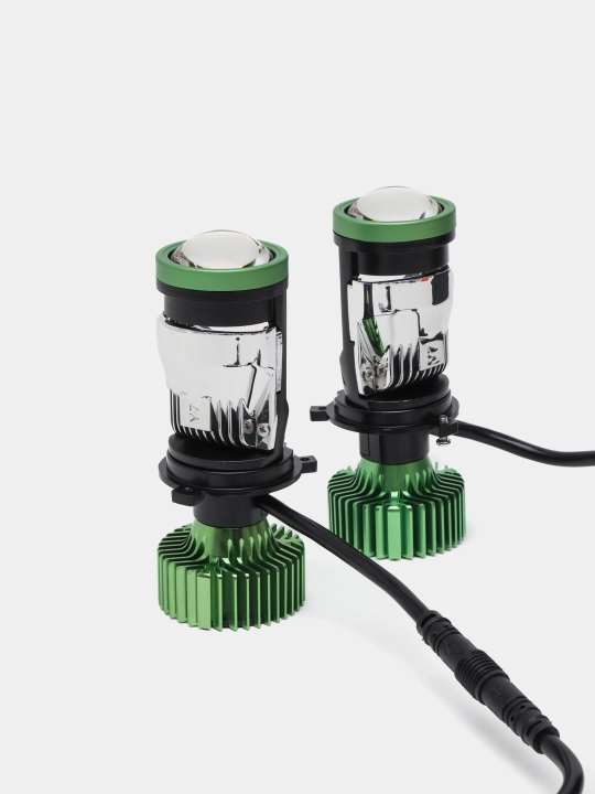 Svetodiodli LED linzalar avtomobillar uchun Y7 H4 2025, yashil